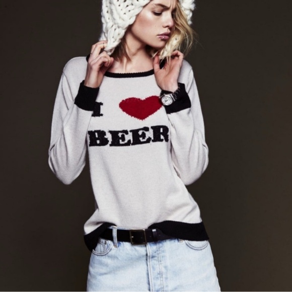 Knitz For Love & Lemons I Love‎ Beer Sweater Size M - Picture 1 of 13